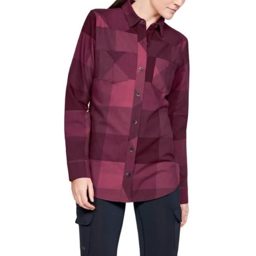Under Armour UA Tradesman Flannel Shirt Women's Button Down Small NWT